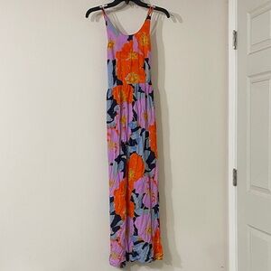 LOFT Floral Maxi Dress in Purple and Orange